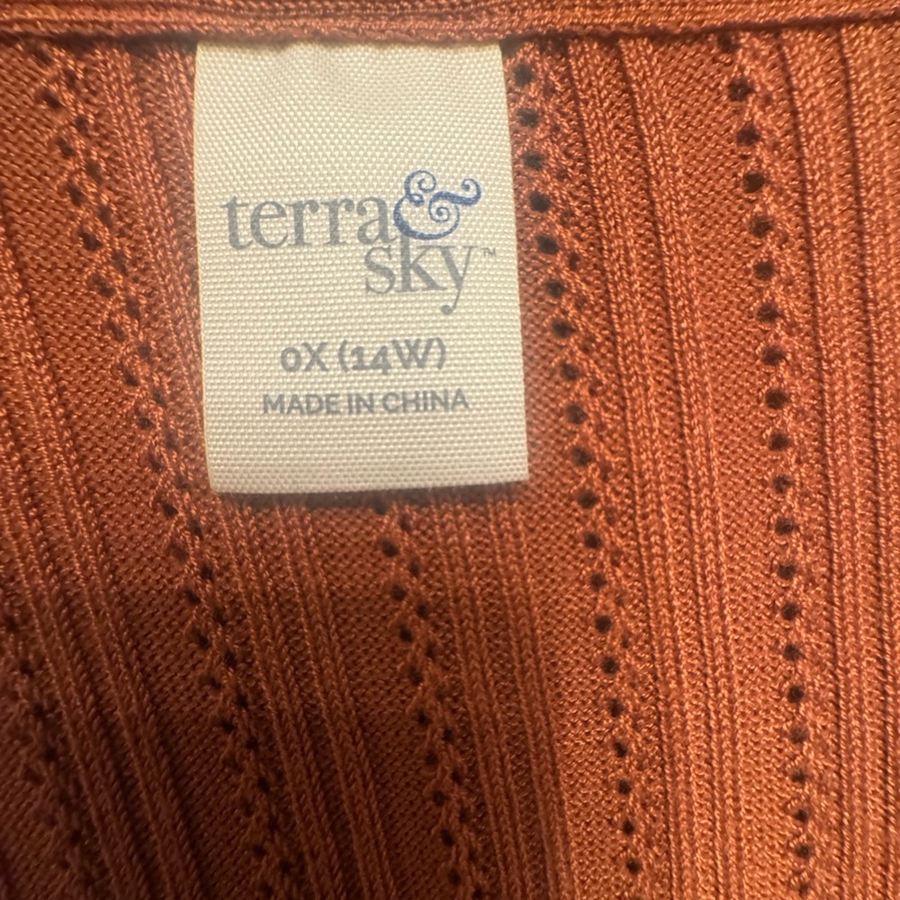 Terra & Sky Women's Rust Open Cardigan - Picture 3 of 4